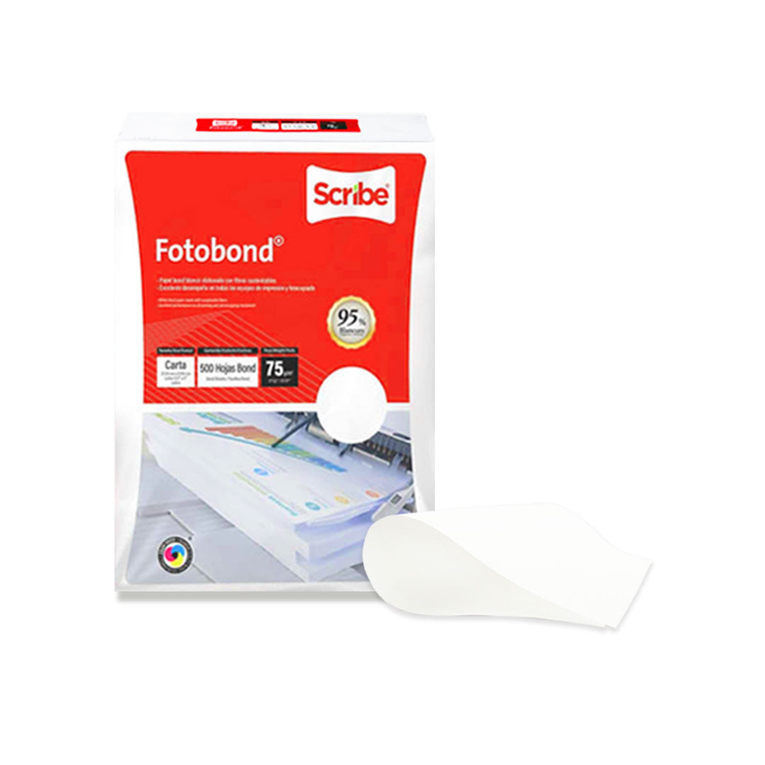 Papel Scribe Fotobond 95 % Blancura tamaño carta/ oficio/ doble carta.