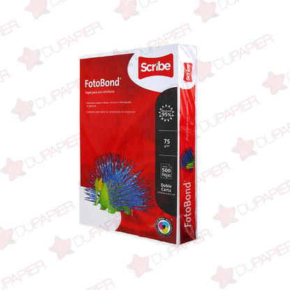 Papel Scribe Fotobond 95 % Blancura tamaño carta/ oficio/ doble carta.