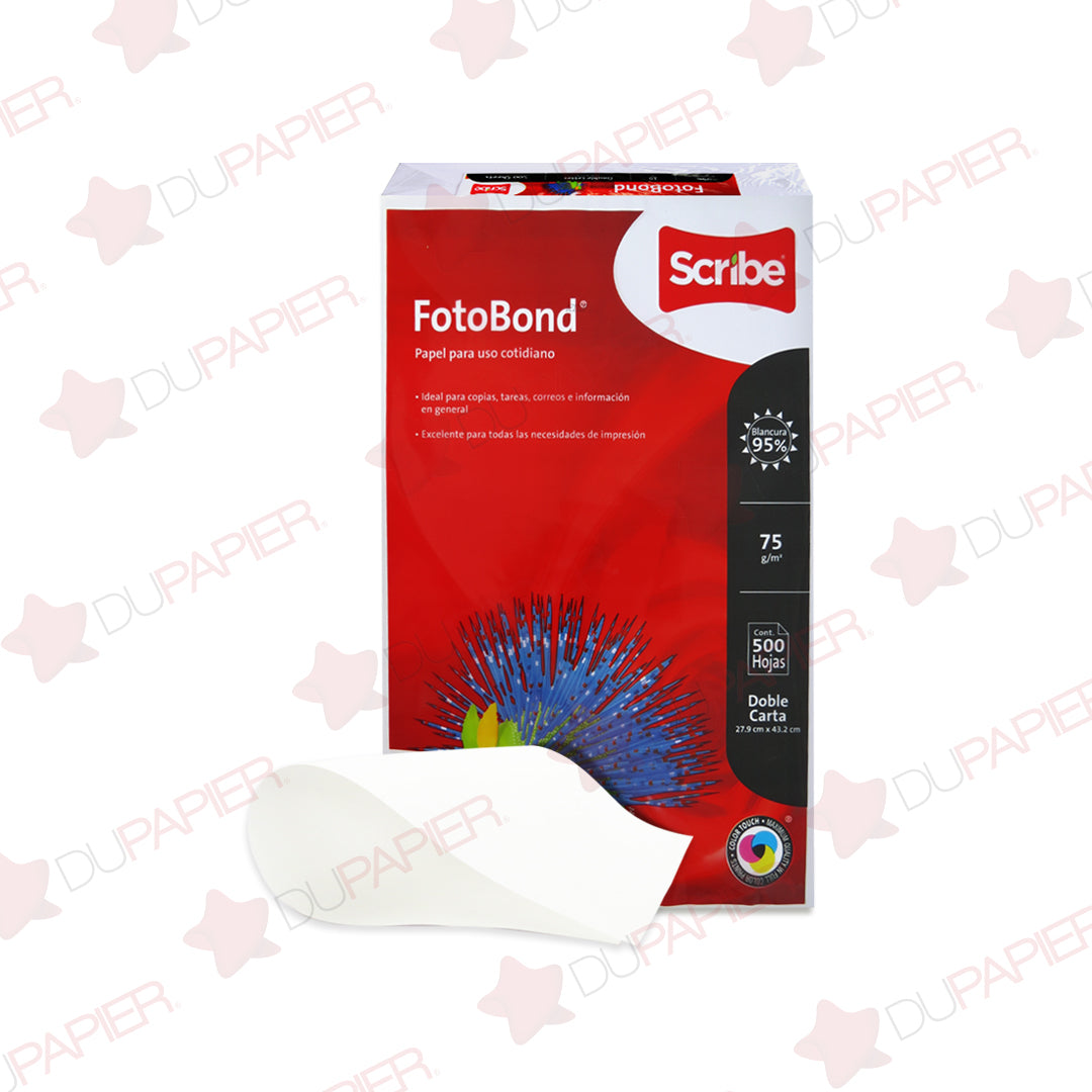 Papel Scribe Fotobond 95 % Blancura tamaño carta/ oficio/ doble carta.