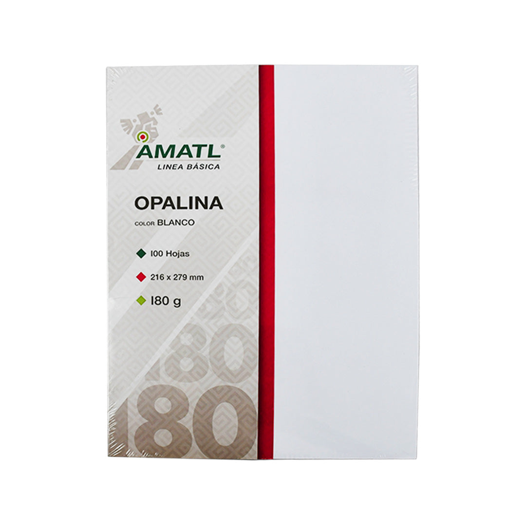 Papel Opalina Pochteca con 100 hojas Carta blanco de 180 g.