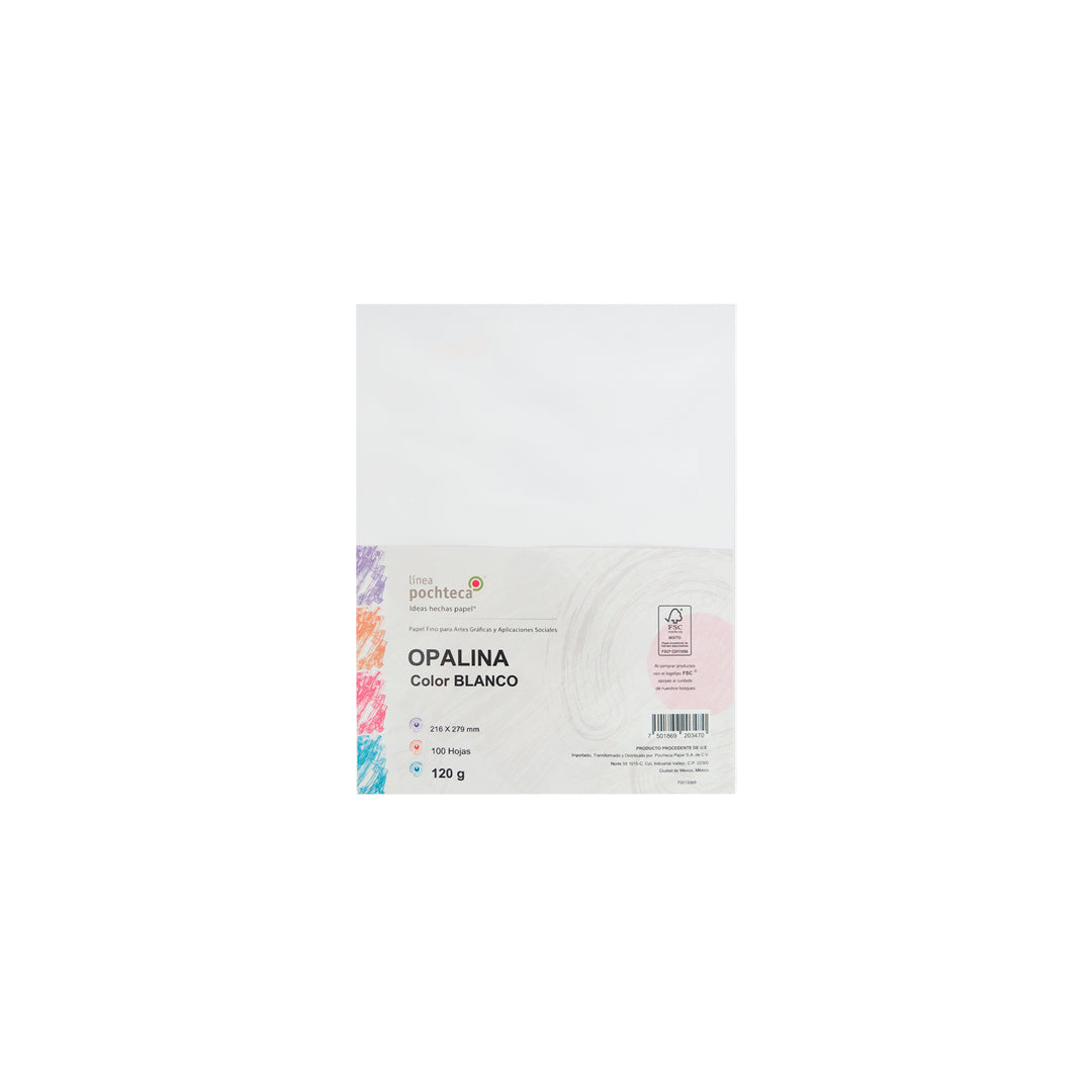 PAPEL OPALINA CARTA BLANCO PAQUETE CON 100 HOJAS CARTA 120 GRS