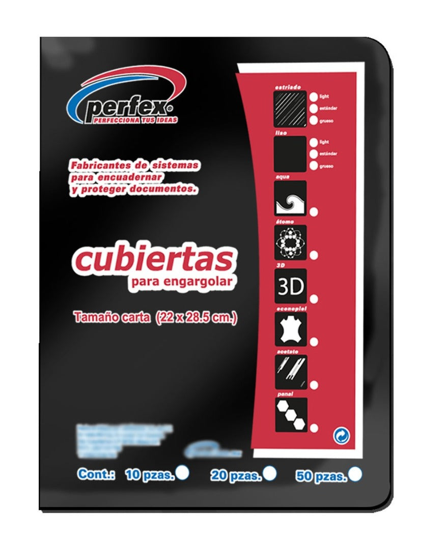 Cubierta para engargolar Perfex tamaño carta