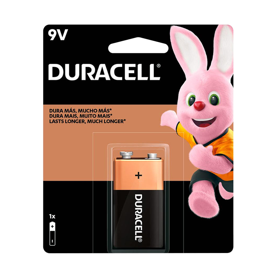 Pila Duracell alcalina cuadrada 9 volts 1 pza.