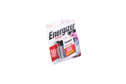Pila alcalina max aa Energizer 1.5 volts blister con 4 pzs