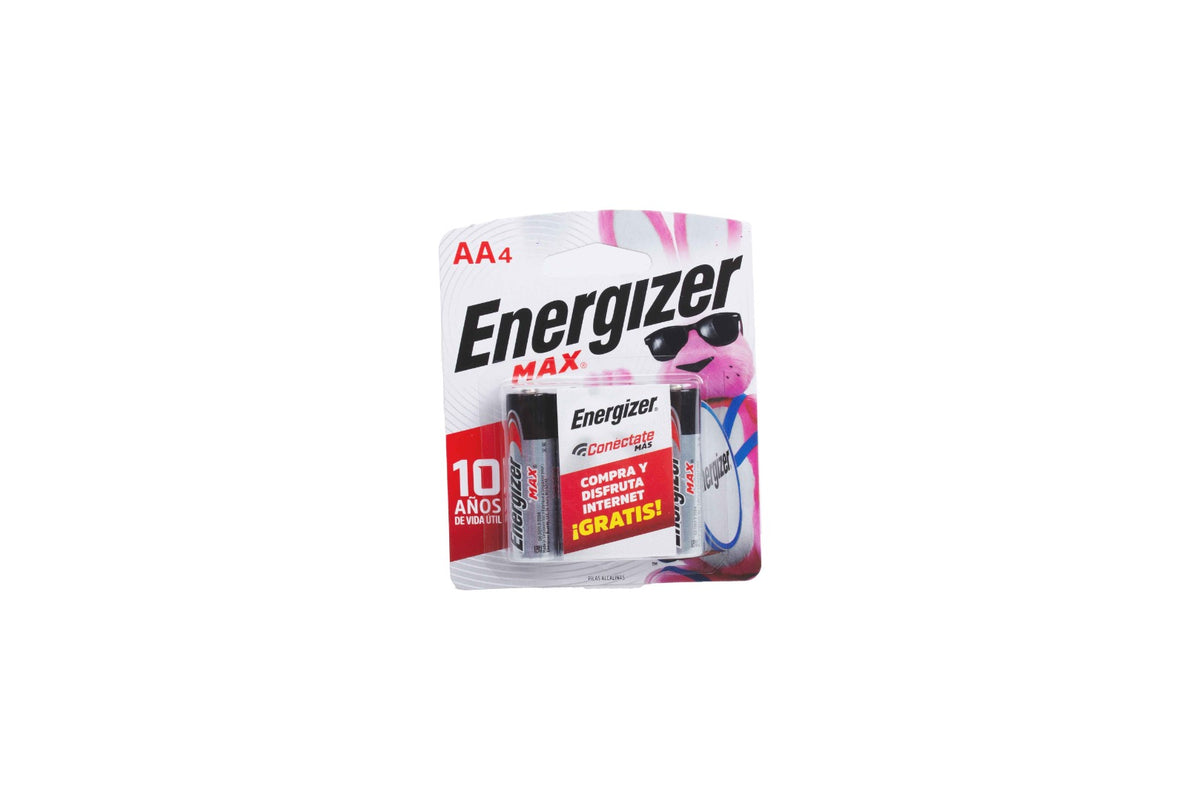 Pila alcalina max aa Energizer 1.5 volts blister con 4 pzs