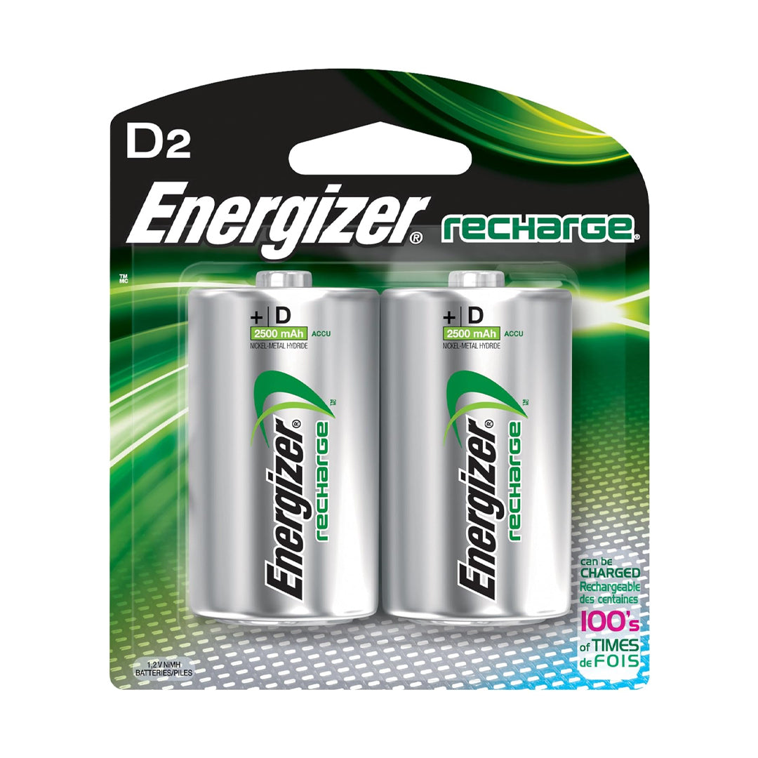 Pila Energizer recargable D 1.2 volts 2 pzas.