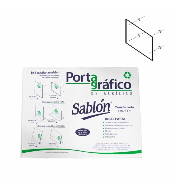 Portagrafico de acrilico carta horizontal 9975ph.