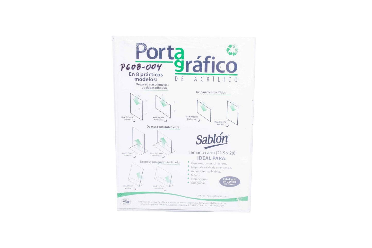 Portagraficos acrilico carta vertical 9974pv