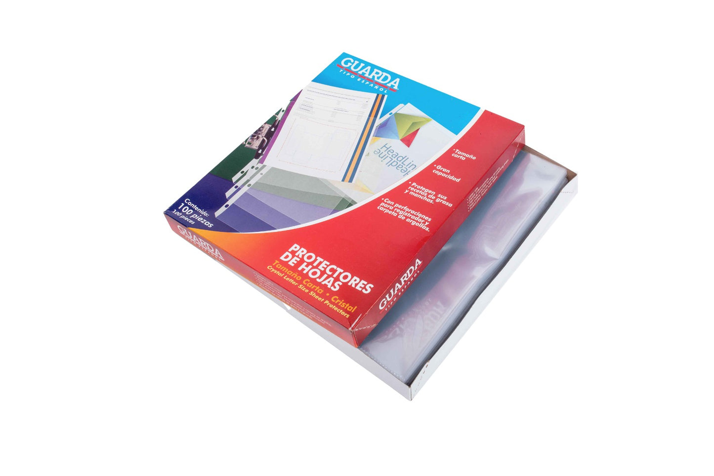 Protector de hojas cristal tamaño carta 330 con 100 pzs