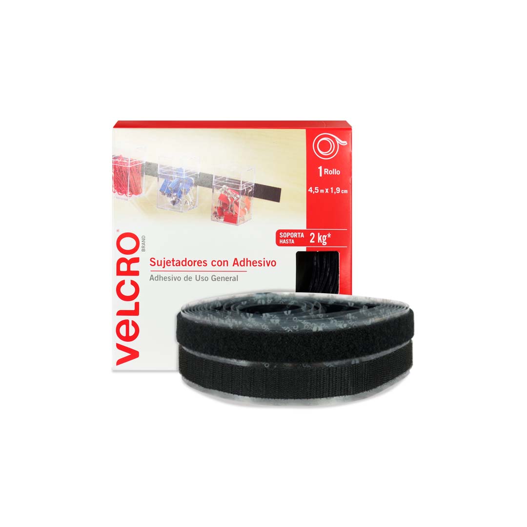 Rollo de velcro con adhesivo 19 mm x 4 m.