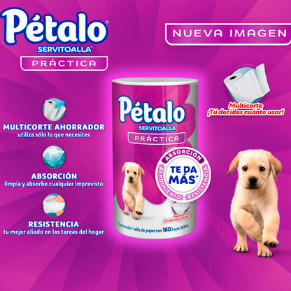 Servitoalla pétalo rollo con 160 hojas dobles.