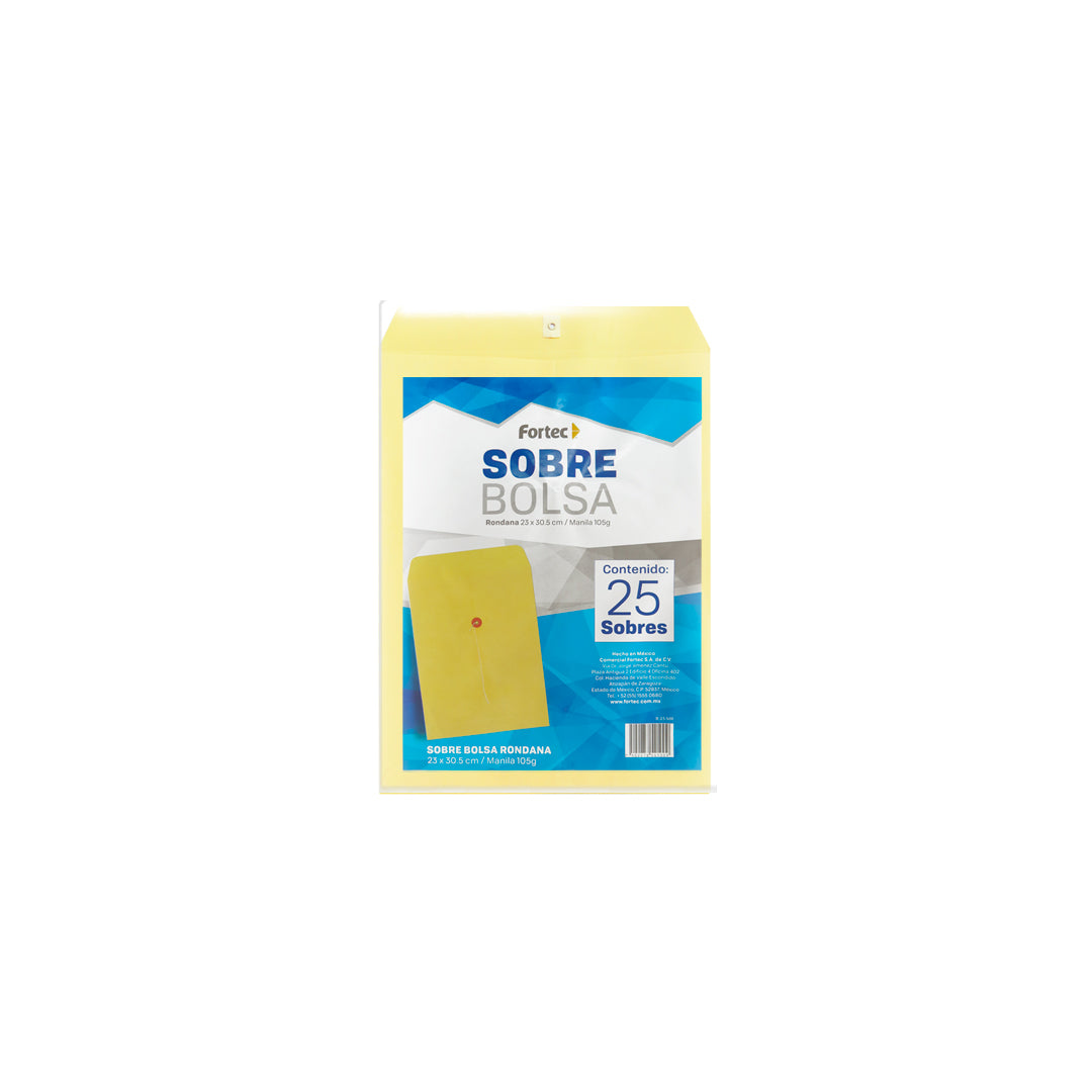 Sobres de Bolsa Manila con Hilo Fortec con 25 pzas.