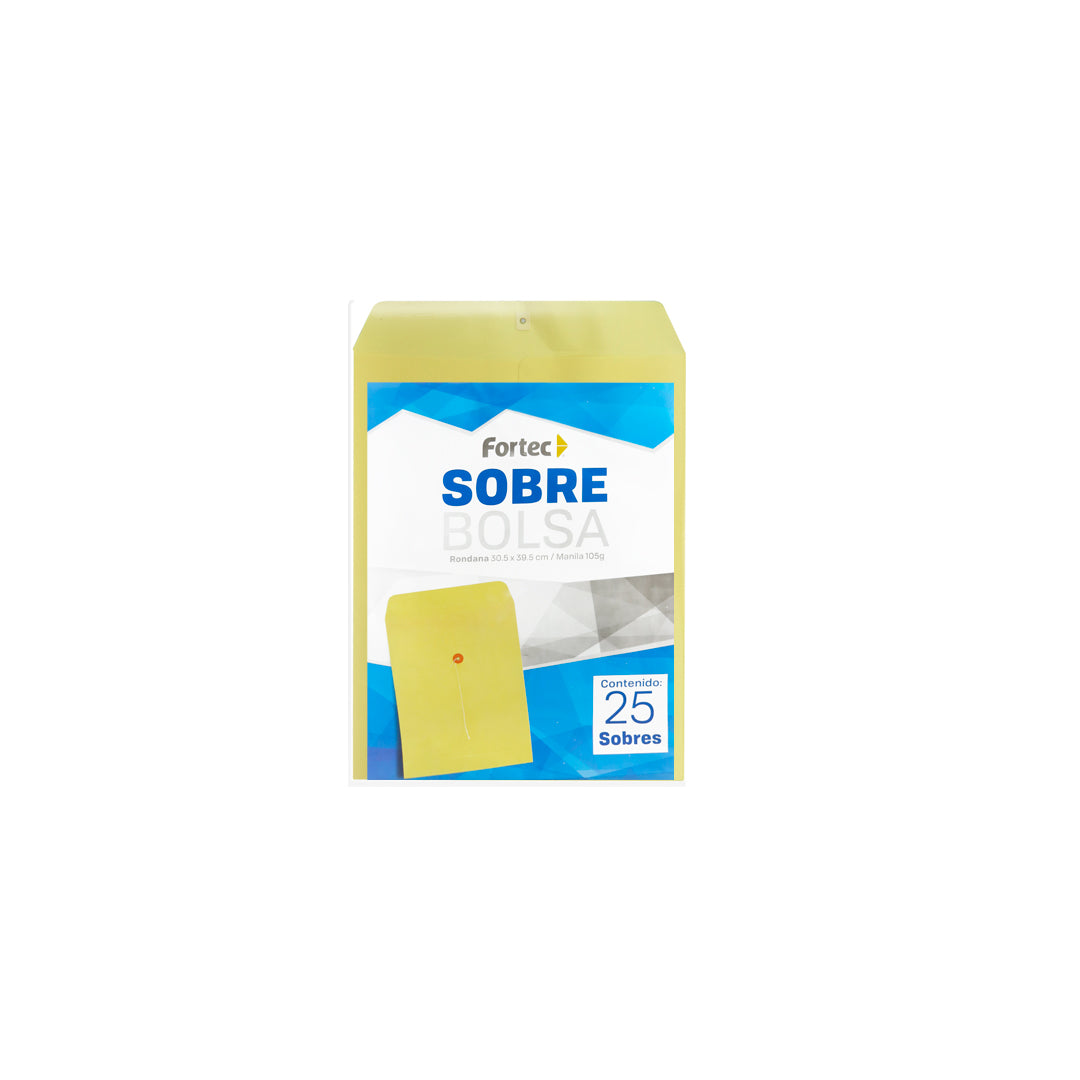 Sobres de Bolsa Manila con Hilo Fortec con 25 pzas.
