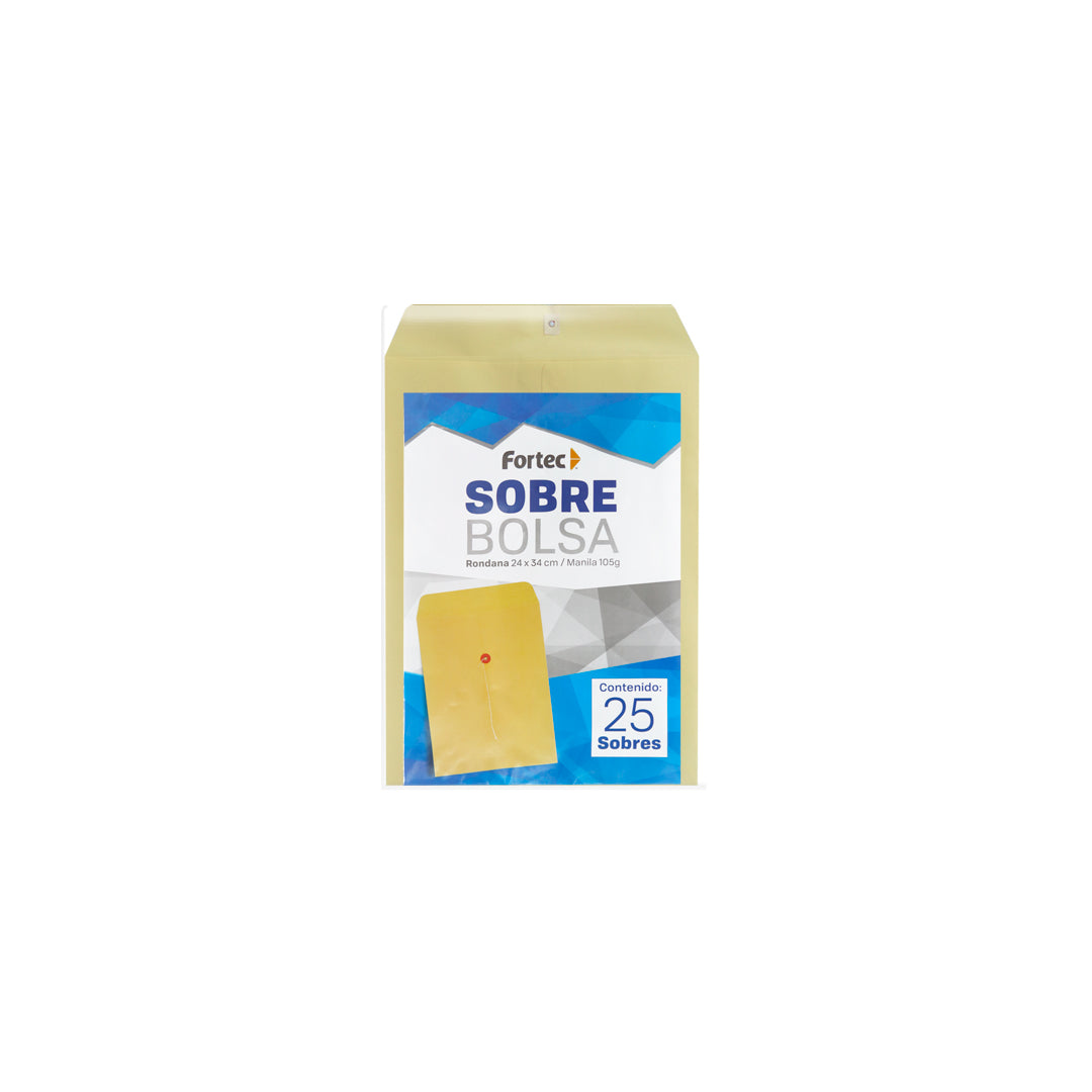Sobres de Bolsa Manila con Hilo Fortec con 25 pzas.
