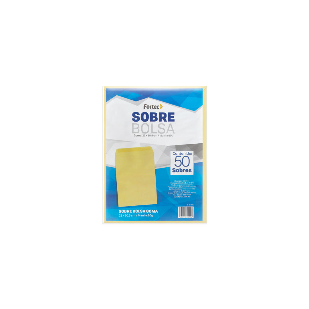 Sobres de Papel con Solapa Manila Engomada Fortec 50 pzas.