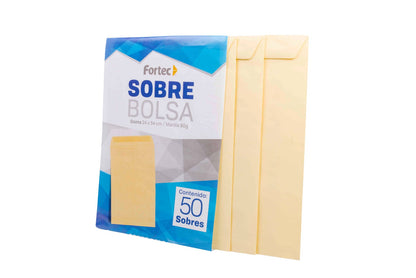 Sobres de Papel con Solapa Manila Engomada Fortec 50 pzas.