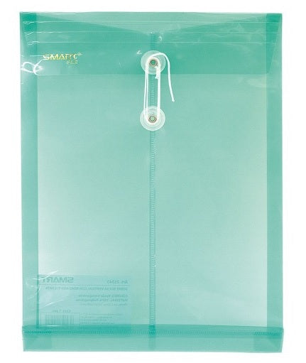 SOBRE PLASTICO VERTICAL CARTA VERDE CON HILO