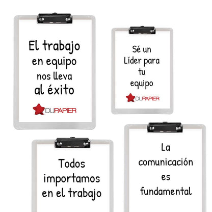 Tabla plástica con clip carta transparente.