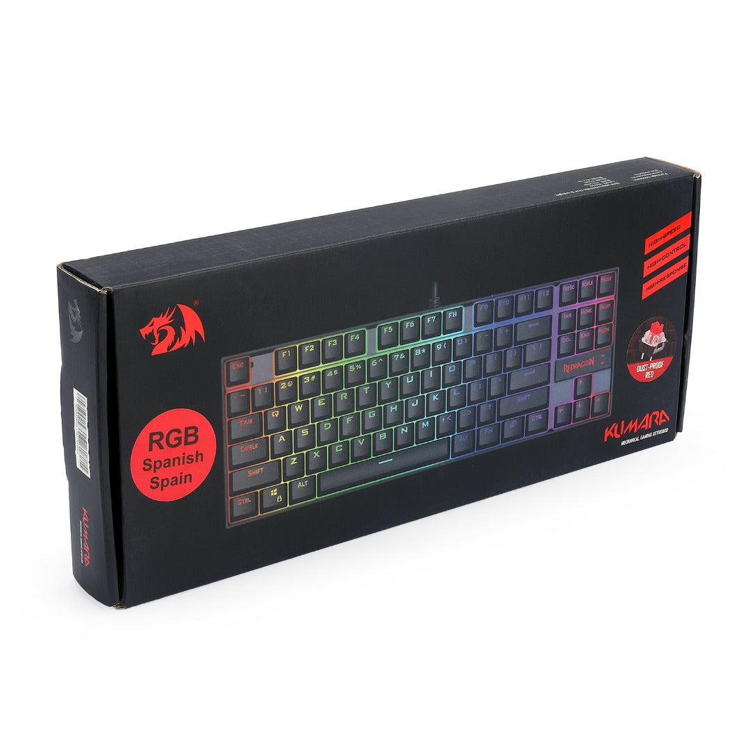 Teclado mecánico gamer Redragon Kumara K552 RGB switch alámbrico negro.