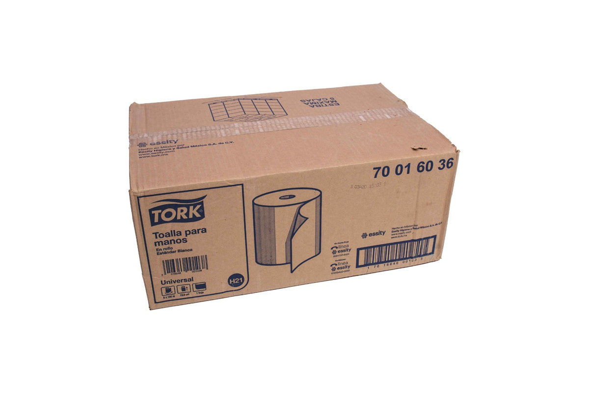 Toalla TORK en rollo blanca 700160 caja con 6 pzas.