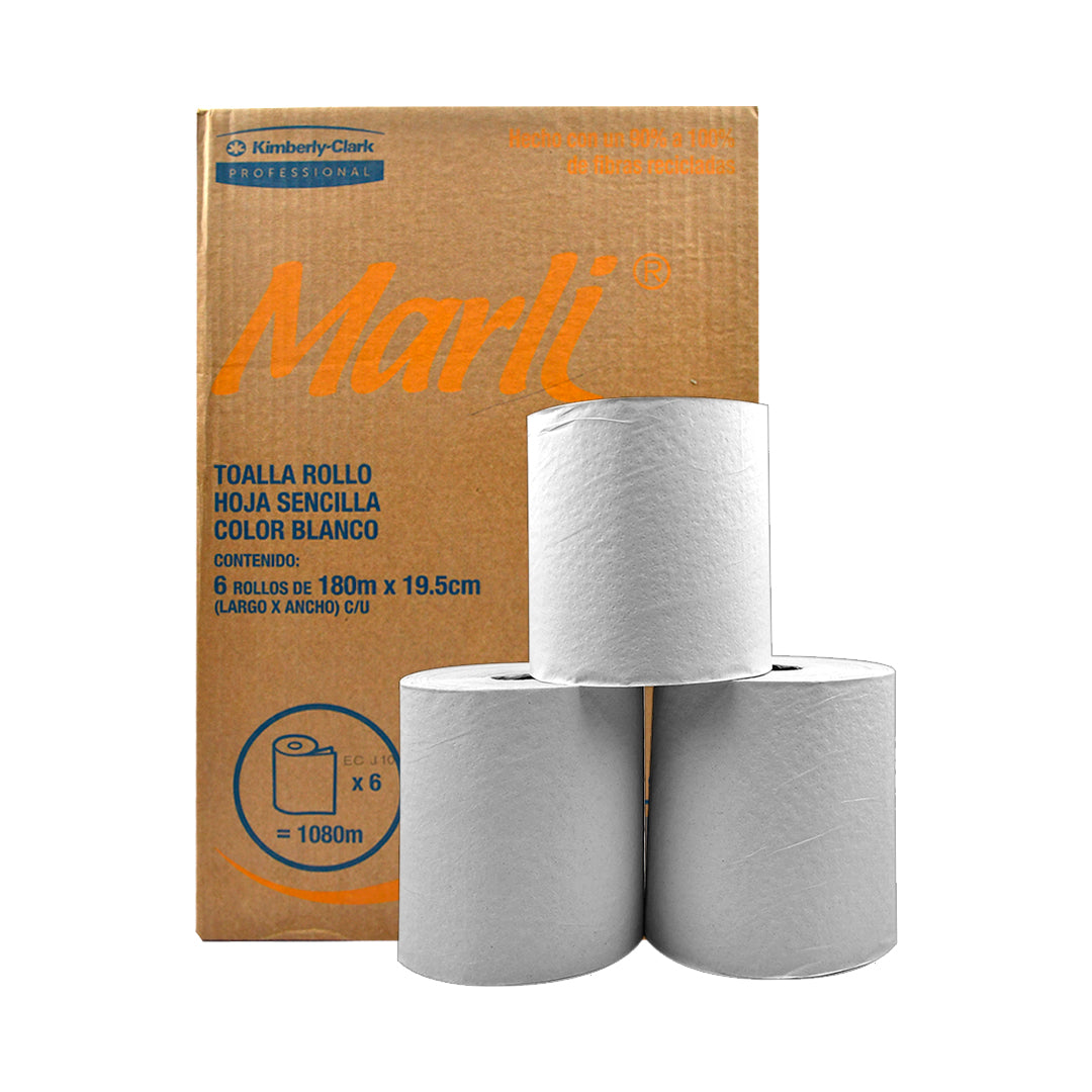 Toalla en rollo Marli 92257 180 m con 6 rollos.