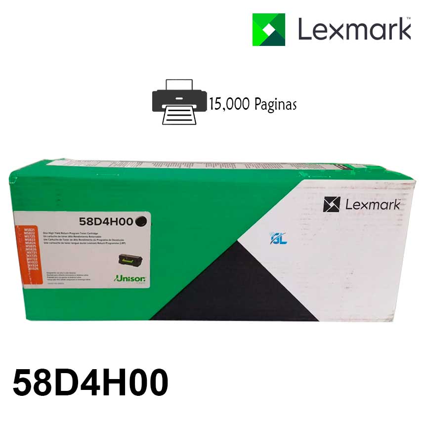 Tóner Lexmark 58d4h00 negro 15,000 pág.