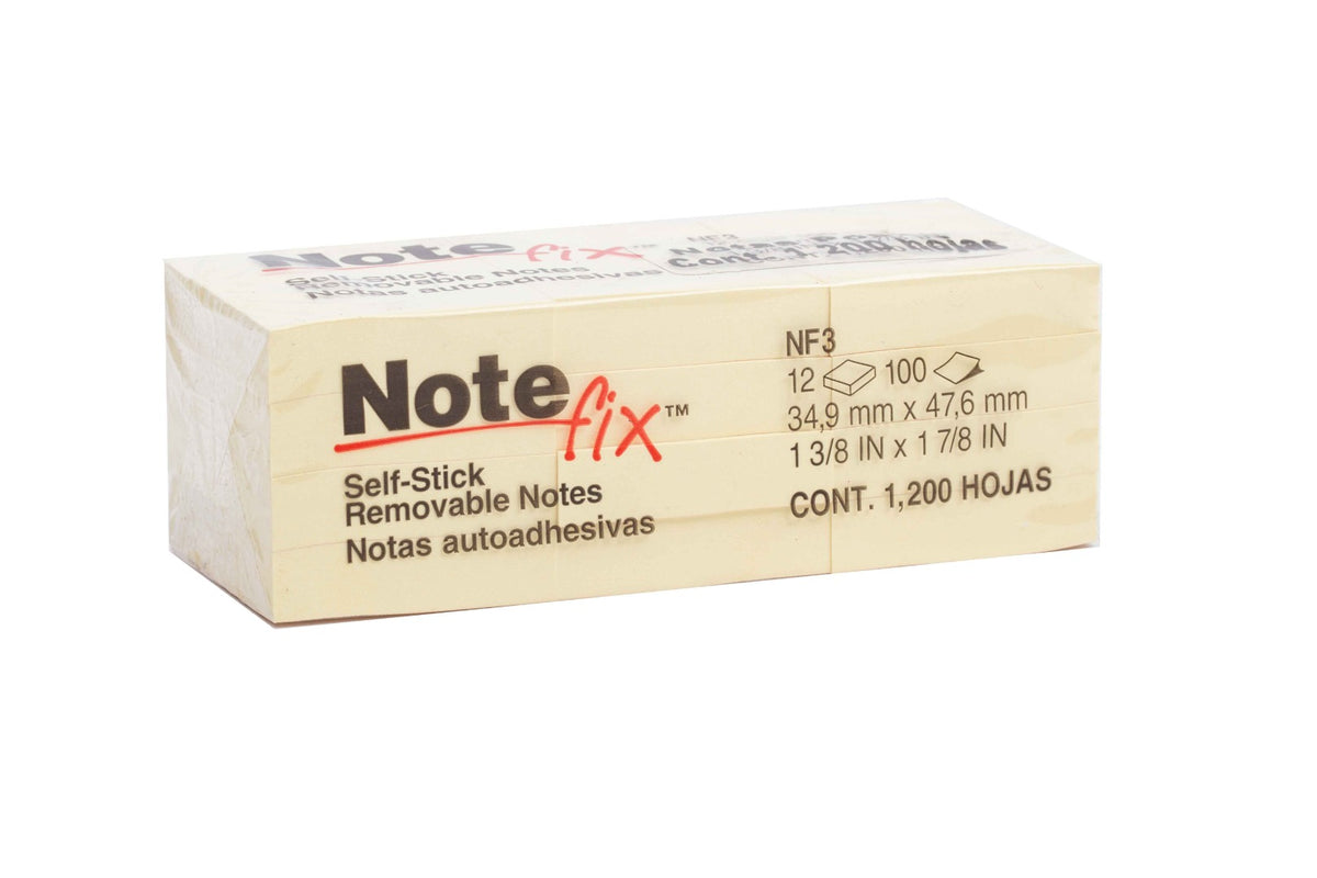 NOTAS ADHESIVAS NOTE-FIX NF-3 3.8X5.1 AMARILLO 100 HOJAS CON 12 PZS